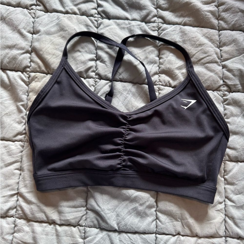 Gymshark Black Ruched Strappy Sports Bra